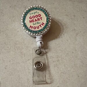 Funny Badge Reel with Rhinestones